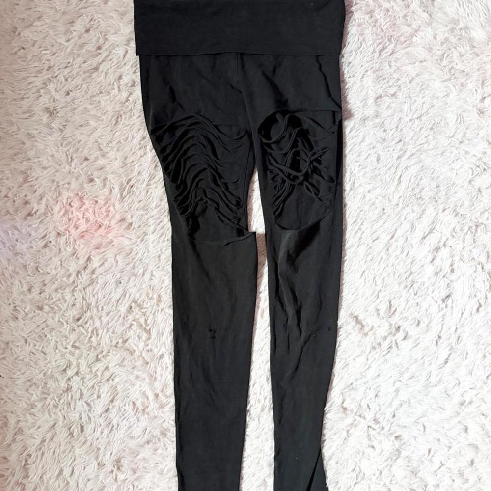 Vintage Y2K Victorias Secret FoldOver Distressed Rave Festival Leggings Womens S